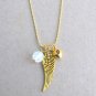 Pearsonalized Gold Angel Wing Necklace with a Birthstone 3D Puffy Heart Initial