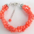 Coral Orange Twisted three strand Bracelet, Bridesmaid Gift, Wedding Bracelet