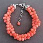 Coral Orange Twisted three strand Bracelet, Bridesmaid Gift, Wedding Bracelet