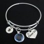 Personalized Flower Girl Expandable Bangle Bracelet with Initial and Birthstone