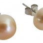 Wedding Stud Earrings in Peach Oyster Shell Pearl