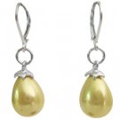 Yellow Freshwater Baroque Pearl Drop 92.5 Silver Leverback Earrings