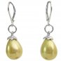 Yellow Freshwater Baroque Pearl Drop 92.5 Silver Leverback Earrings