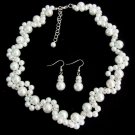 White Pearl Necklace Earrings Set Bridesmaid,Flower Girl Wedding Jewelry