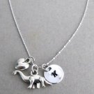 Dinosaur lover Personalized Necklace Hand stamped Name Teen Girl Gift Necklace
