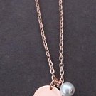 Tiny Heart Charm Necklace,Rose Gold Disc Hand Stamped Necklace,Rose Gold Jewelry