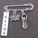 Love to Run Kilt Pin,Marathon Safety Pin,Runner gift,Personalized Runners Brooch