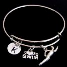 Swimming Expandable Bangle Bracelet Personalized Initial Bracelet Sports Gift