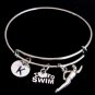 Swimming Expandable Bangle Bracelet Personalized Initial Bracelet Sports Gift