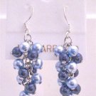 Swarovski Aquamarine Pearls Dark Blue Pearls Grape Style Earrings Jewelry