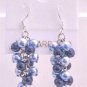 Swarovski Aquamarine Pearls Dark Blue Pearls Grape Style Earrings Jewelry