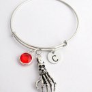 Personalized Skull Hand Expandable Bangle Bracelet Antique Silver Halloween item