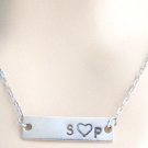 Personalized Initial Bar Necklace,Valentine's day gift Dog Tag Bar Necklace
