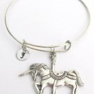 Unicorn Bangle Personalized Expandable Bangle Bracelet with Initial