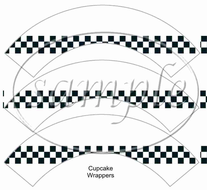 Faux NASCAR Checkered Flag Cupcake Wrappers Set of 1 Dozen