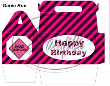 Construction Pink Under Construction Sign Happy Birthday Mini Gable Gift Or Snack Box