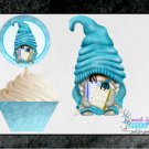 Aqua Shopping Gnome Cupcake Topper & Wrapper Set 1641