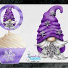Lavender Silver Snowflake Gnome Cupcake Topper & Wrapper Set 1642