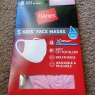 5 Masks HANES brand 5-12 yrs old Child Face Mask Pink