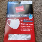 5 Masks HANES brand 5-12 yrs old Child Face Mask WHITE COLOR