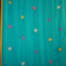 Soft Sea - Green georgette saree with border patti and resham embroidery with matching blouse