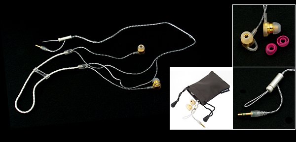 Lanyard Headphones 3.5mm Stereo Earphones for MP3 MP4 PMP- White with Golden Earplug