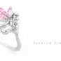 Fashion Jewelry Pink Crystal Petit Flower - Size 18 "White Gold" Ring 022