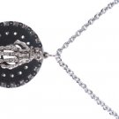 Fashion Jewelry "MEN's" Mythical Sketelon Hand on Dark Disc Necklace