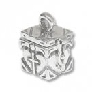 Sterling Silver Prayer Box - Cross in Heart 19x13mm