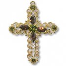 Swarovski Filigree 62016 Cross GP Khaki/Smoked Topaz/Olivine