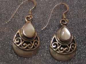 White Moon Stone Sterling Silver Earrings, Jewelry, Semi-precious Stone