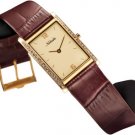 Titan 18k gold with leather straps embedded with 'Tanishq Certified Brilliant Cut Diamonds'.