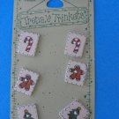 Christmas Trinkets Buttons Trena's  6 CT Candy Canes Ceramic