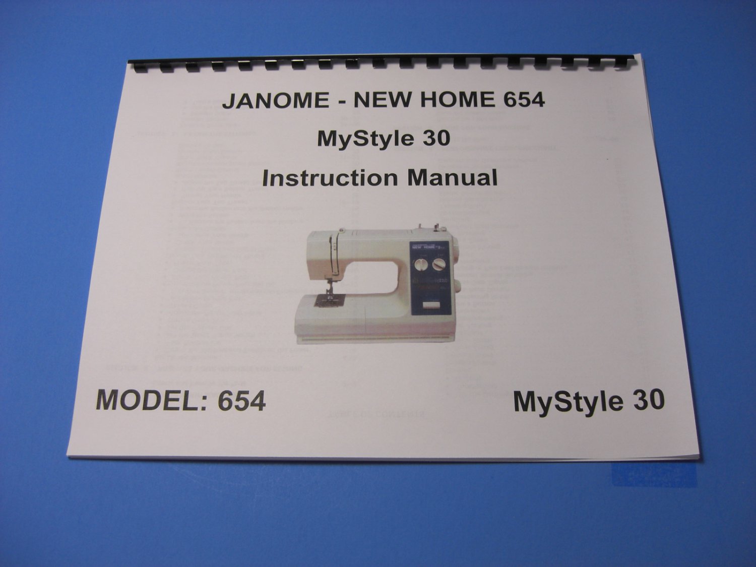 Janome New Home 654 MyStyle 30 Sewing Machine Instruction Manual
