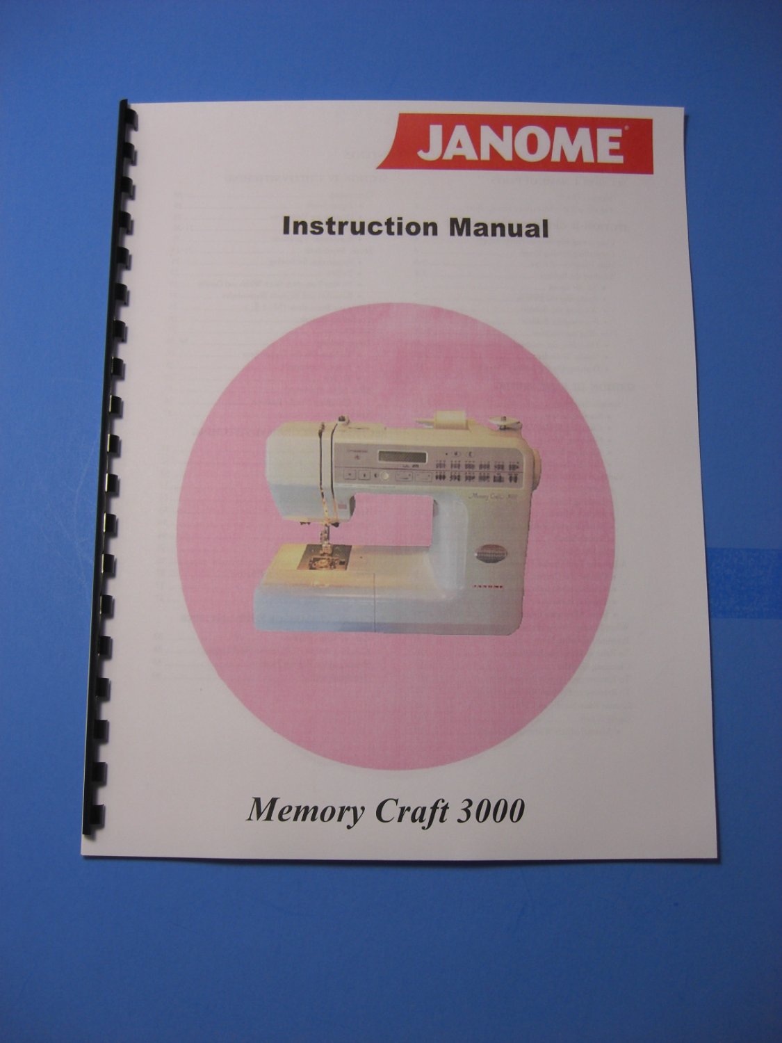 Janome Memory Craft 3000 Sewing Machine Instruction Manual
