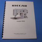 Riccar Model 777 Sewing Machine Instruction Manual