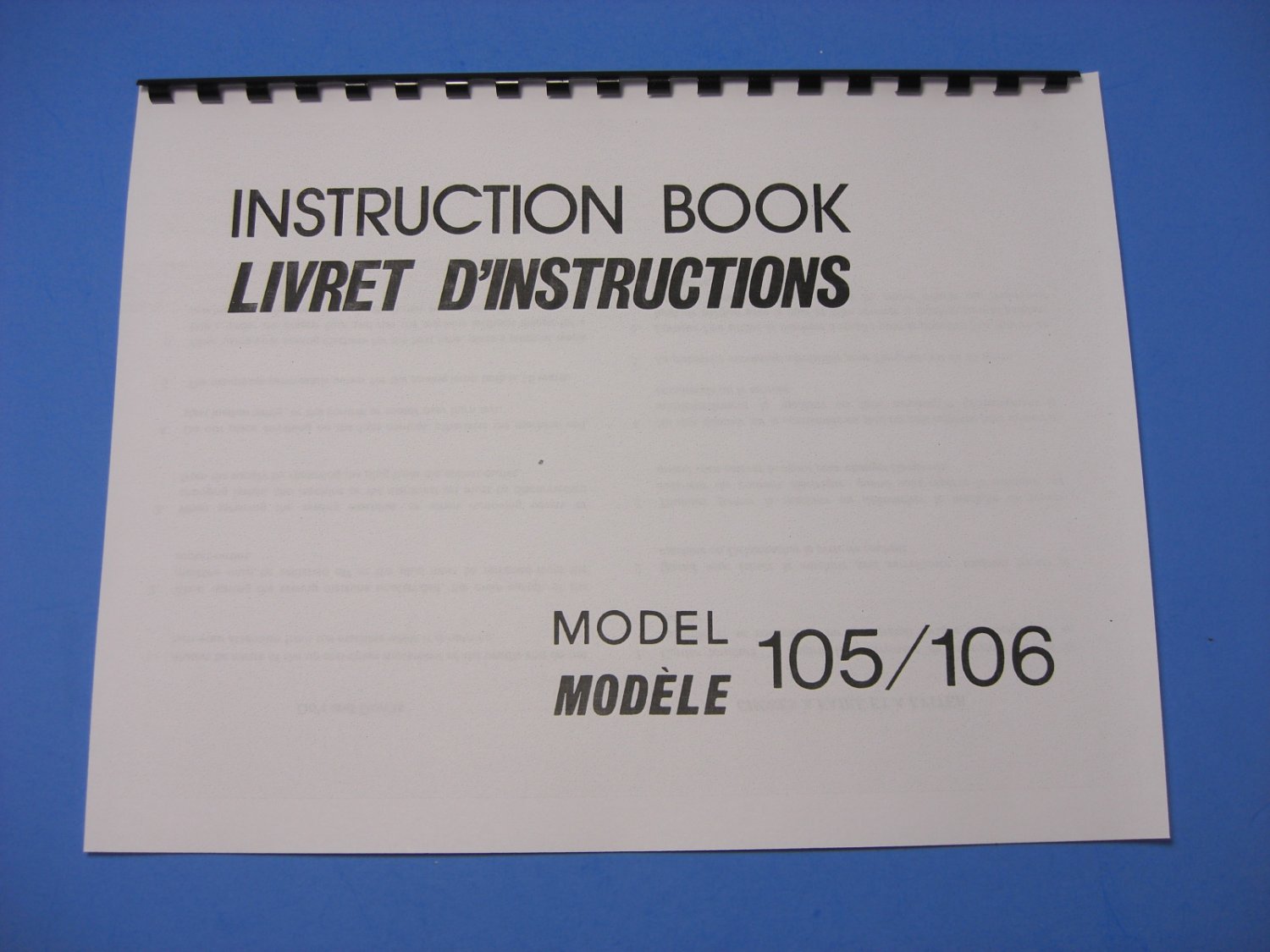 Janome 105 - 106 Sewing Machine Instruction Manual