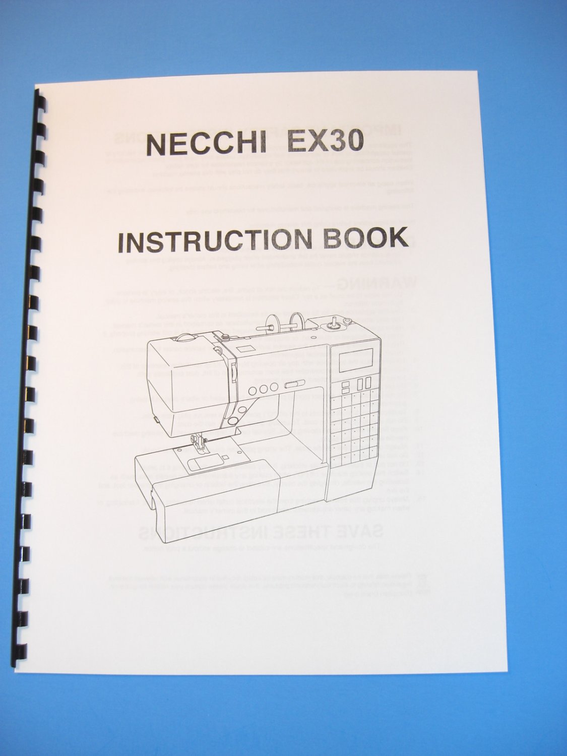 Necchi Model Ex30 Sewing Machine Instruction Manual