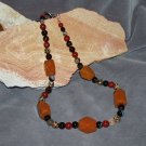 Peach aventurine, jasper gemstone necklace
