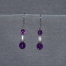 Amethyst, pearl and silver earrings