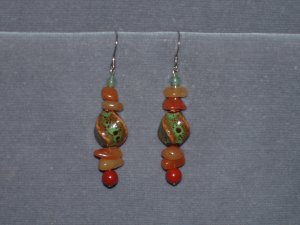 Ceramic and aventurine beaded earrings