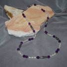 Amethyst, pearl and silver necklace