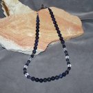 Sodalite, faceted quartz and silver necklace