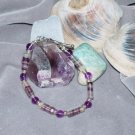 Amethyst, rainbow flourite and silver bracelet