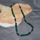 Malachite, amethyst and silver necklace