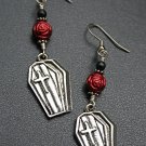 Knocking on Death's Door Silver Coffin Earrings