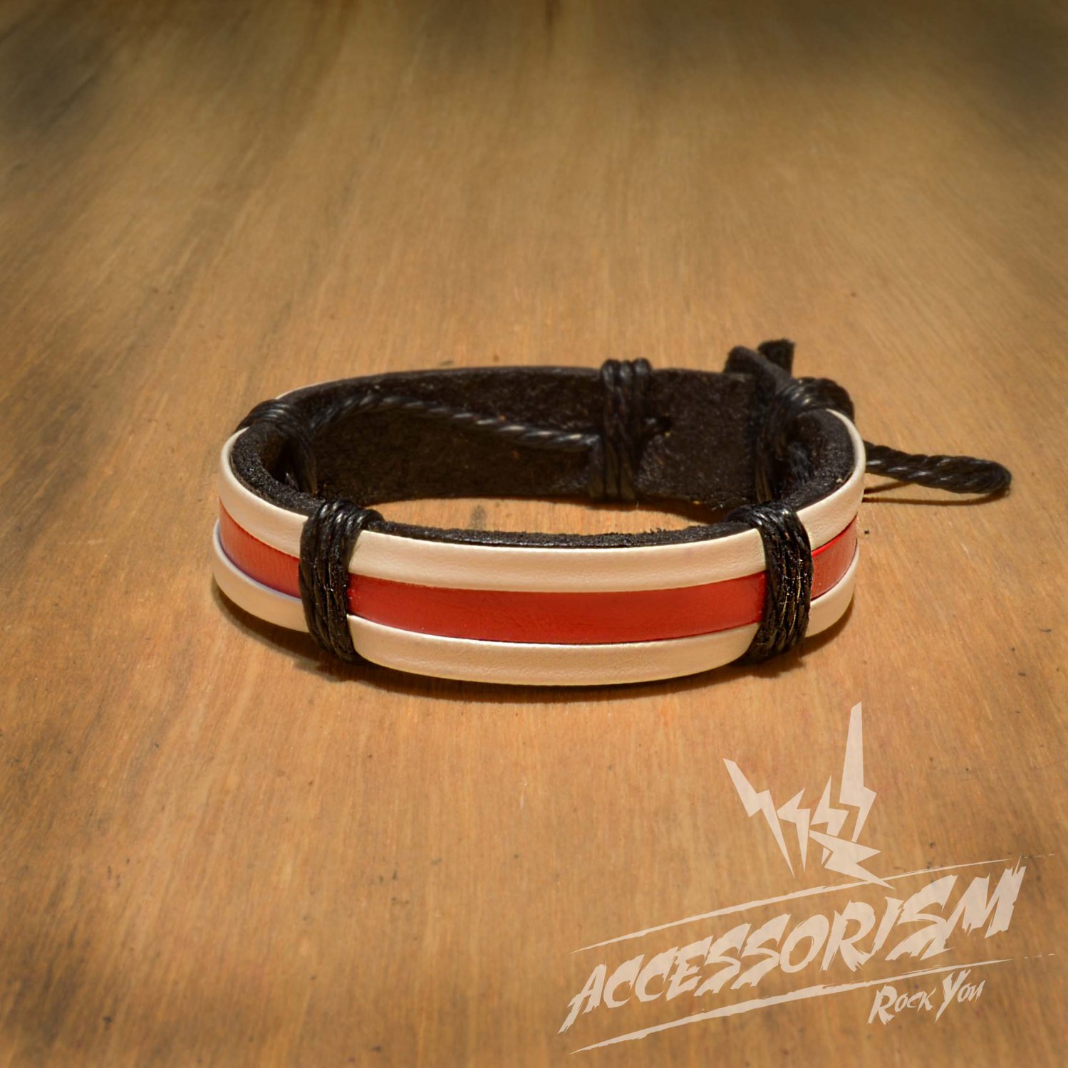 Free Shipping Red and White Leather with Strings Bracelet (B617S)
