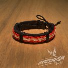 Free Shipping Red and White String Stripe Leather Bracelet (B633S)