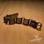 Free Shipping Multi "Coins" Black leather Bracelet (B649R)