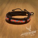 Free Shipping Dark Brown Leather with Light Blue Orange Pink String Bracelet (B665S)